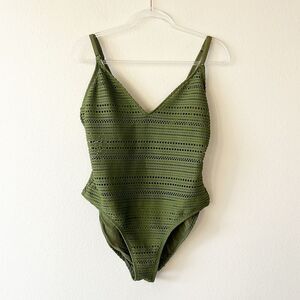 Robin Piccone Olive Green Crochet One Piece Swimsuit